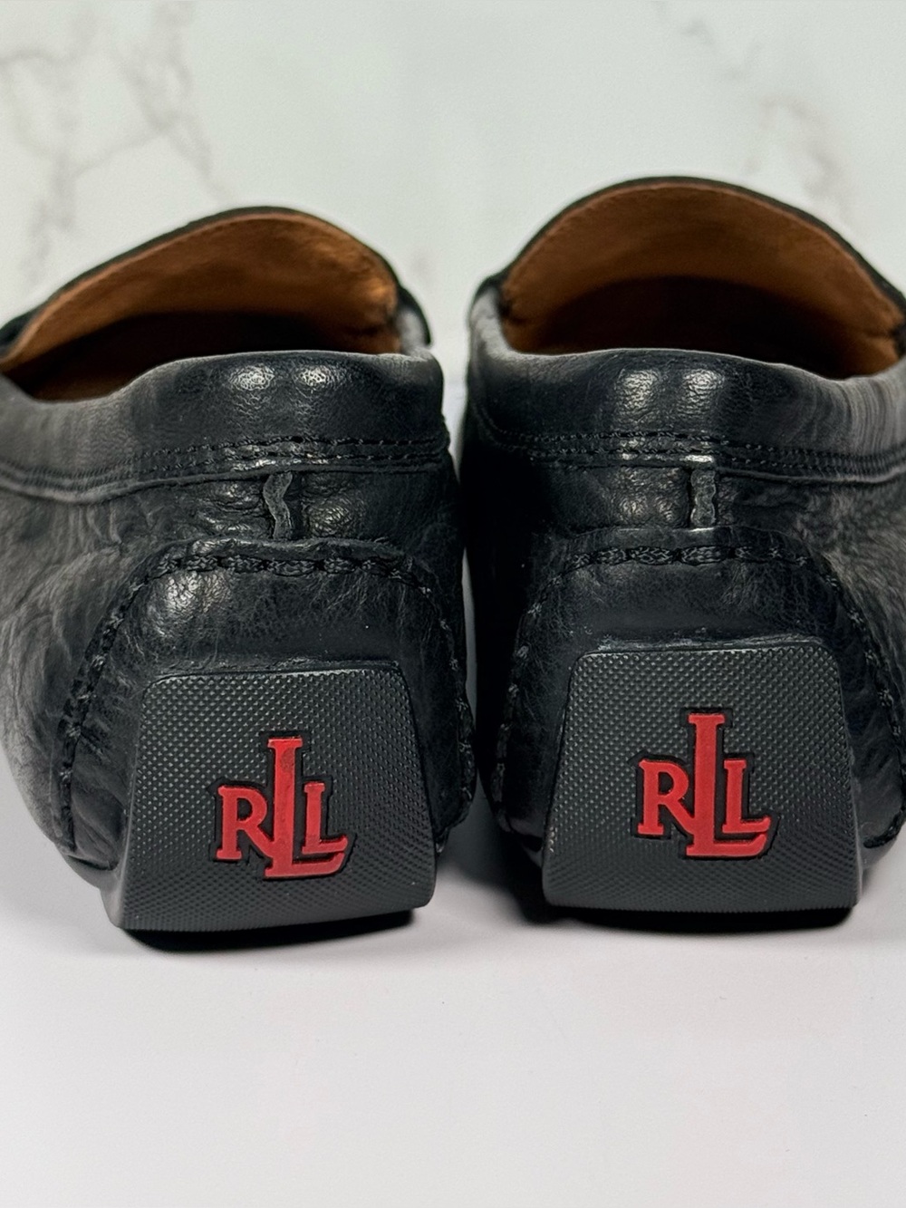 LAUREN Ralph Lauren Carley Black Leather Slip on Loafer NWOB 9B - Picture 2 of 6